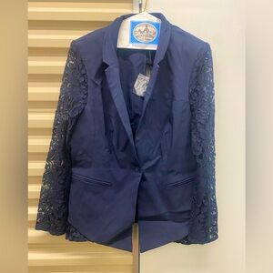 NWT Lane Bryant Navy Blue Lace Blazer